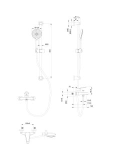 Смеситель для ванны с душевым гарнитуром Wonzon & Woghand WW-C2501-BG брашированное золото